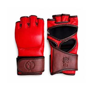 Boxing Gifts: PRO Red / Brown 'Classic' Leather MMA Gloves