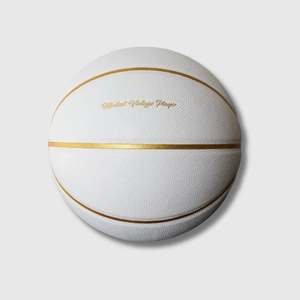 White / Gold Leather Basketball