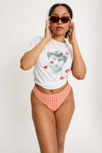 Underwear: Em On Holiday X Modibodi Seamfree Hi-Leg Cheeky Moderate-Heavy Gingham Red