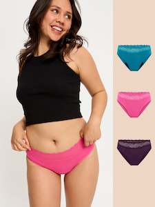 Underwear: Sensual Hi Waist Bikini 3 Pack Gemstone Multi