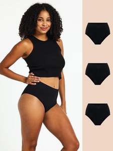 Light Absorbency: ModiComfort Seamless Full Brief Light Black 3 Pack