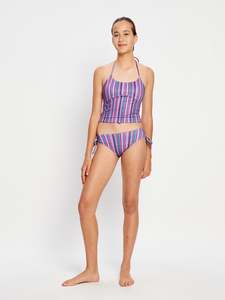 Swimwear: Teen Swimwear Boyleg Super Violet Rose Stripe