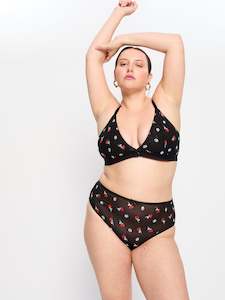 Moderate Heavy Absorbency: Intimates V Day Hi Waist Brief Moderate-Heavy Black Rose