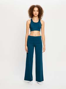 Plus Size Period Underwear: Wide Leg Lounge Pant Teale Blue