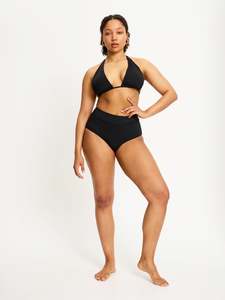 Plus Size Period Underwear: Swimwear Hi Waist Bikini Brief Super Black