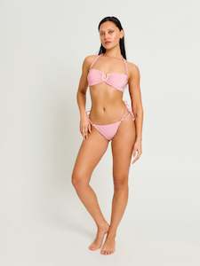 Bikinis: Swimwear Shimmer Tie Back Bandeau Top Peony Pink