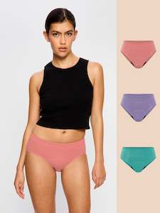 Basic Mid-Rise Brief 3 Pack Moderate Bedrose Pink/Teal Green/Purple Tonic