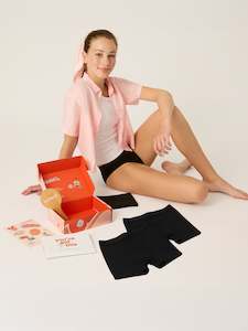 Teen First Period Kit with 2 Hipster Boyshort Moderate Black