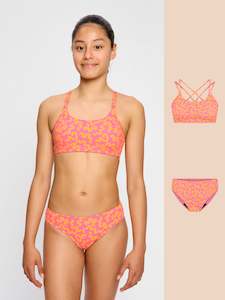 Teen Swimwear Cross Back Crop Top & Bikini Brief Set