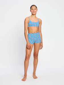 Teen Swimwear Adjustable Crop Top Wavy Blue