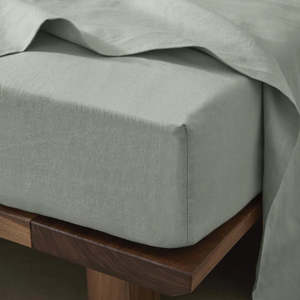 Weave: European Linen Fitted Sheet | Sage