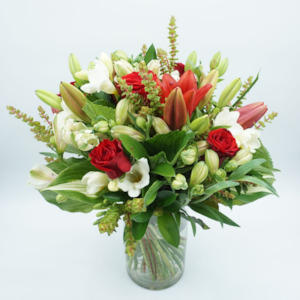 You're The Best- gorgeous red and white bouquet with or without glass vase