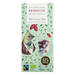 Chocolates Lovely Selection Perfect Addition To Any Flowers Or Other Gift Items: Bennetto Dark Chocolate - Mint with Cocoa Nibs