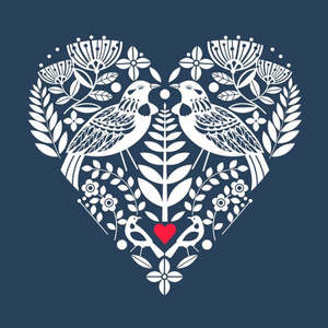 Cards: Card - New Zealand Indigo Tui Heart