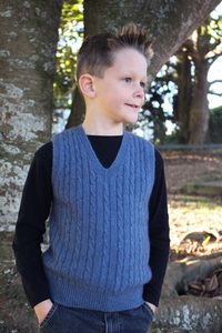 Products: Boys Possum Merino Cable Vest