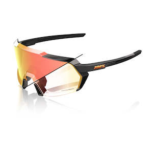 Glasses: 100% Korbin Gloss Metallic Black Orange Flash Mirror Photochromic Glasses