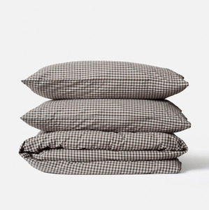 Duvet: Citta Gingham Organic Gingham Duvet Cover Cocoa