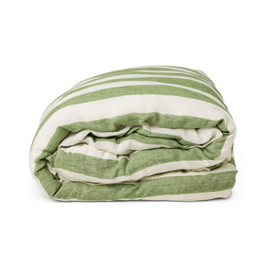 Duvet: Kip & Co Moss Stripe Linen Quilt Cover