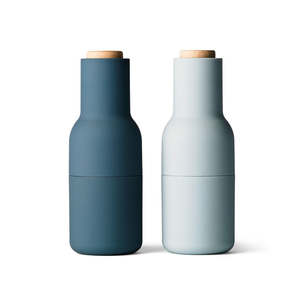 Salt And Pepper Grinders: Audo Bottle Grinder - Blues w. Beech Lid, 2 Pack