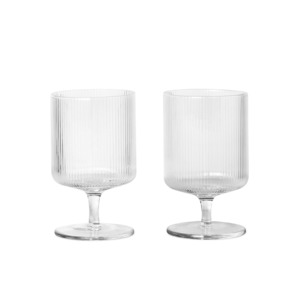 Glassware: Ferm Living Ripple Wine Glasses - Clear Set of 2