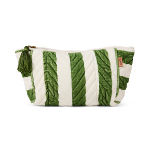 Kip & Co Moss Stripe Velvet Toiletry Bag