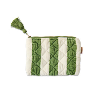 Cosmetic And Toiletries Bag: Kip & Co Moss Stripe Velvet Cosmetics Purse