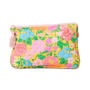 Kip & Co Follow The Sun Yellow Quilted Cotton Toiletry Purse
