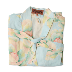 Kip & Co Big Beauty Floral Blue Linen Robe