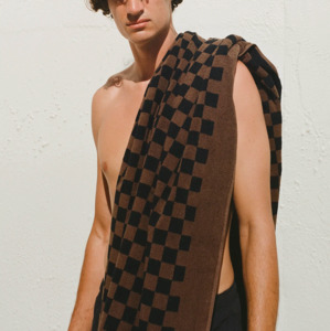 Baina Roman Organic Cotton Pool Towel Tabac/Noir