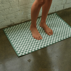 Baina Beppu Organic Cotton Bath Mat Sage/Chalk