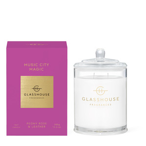 Glasshouse Music City Magic - Peony Rose & Leather 380g