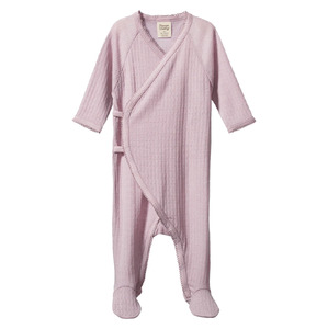 Nature Baby Long Sleeve Merino Kimono Bodysuit Lilac