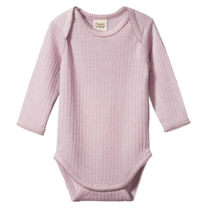 Nature Baby Merino Pointelle Long Sleeve Bodysuit Lilac