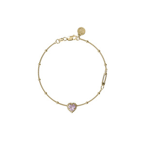 Stolen Girlfriends Club Dahlia's Heart Bracelet Pink Amethyst - Gold