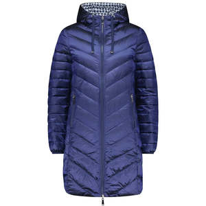 Womens Packable Down Jackets Coats: Arnie Women's Reversible 90/10 Down Coat - Moonlight / Navy Houndstooth