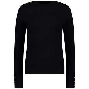 Long Sleeve Tees: Nicki Women's Knit Crew Sweater - Black