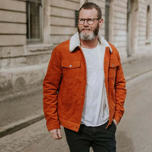 Outerwear: Hammer Men's Cord/Sherpa Jacket - Chestnut/White Sherpa