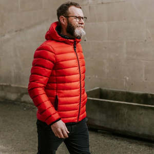 Outerwear: Jimmy Men's 90/10 Packable Down Jacket - Red