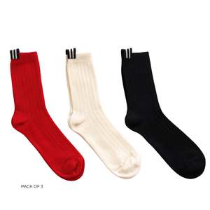 🎁 Lily Wool Blend Socks - Black/Cream/Cherry Tomato (100% off)
