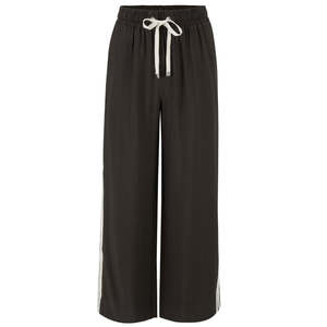Indiana Women's Wide Leg Pants | Dark Chocolate with Cream Side Stripes