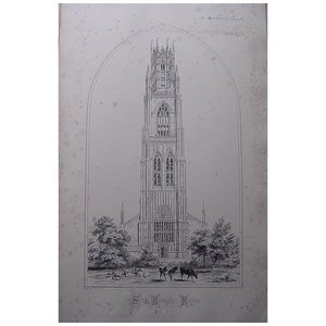 Products: Stunning Large 1858 Lithograph of SAINT BOTOLPH'S - Boston - Lincolnshire