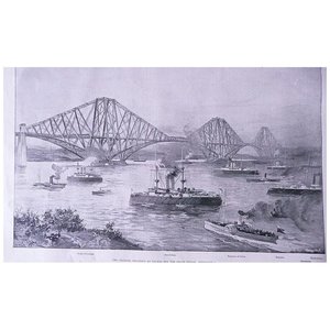 Products: The Channel Squadron at Anchor off The Forth Bridge' Full Page from The London Illustrated News September 1895