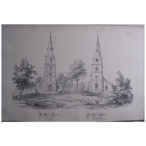 Products: Stunning Large 1858 Lithograph of ALLSAINTS - Buckworth: St. PETER'S - Aldwinkle