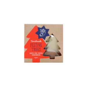 Christmas Cookies: Xmas Gingerbread Festive Tree White Choc Topped 145g UNIT