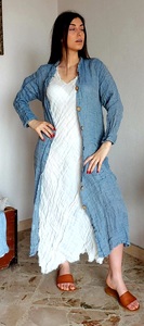 linen button down duster coat