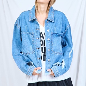 Denim jacket with pearls