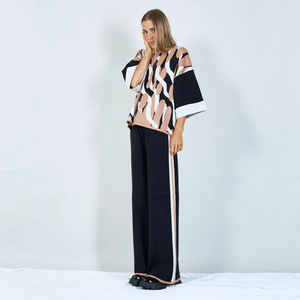 Products: Bold Abstract Knit Top And Pant Set Black