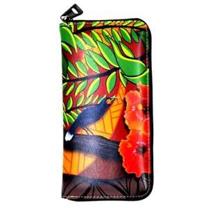 Fashion And Accessories: NZ Artwork Long Leather Wallet - Huia Bird