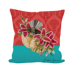 Gifts For Mum: NZ Artwork Cushion Cover Fantail on shell