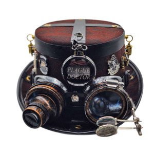 Fashion And Accessories: Steampunk Hat - Red Plague Doctor